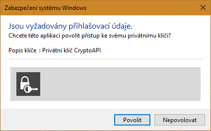 Povolení přístupu k privátnímu klíči