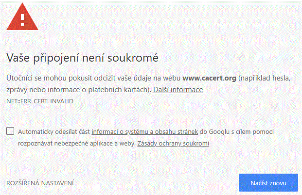 Google Chrome warning