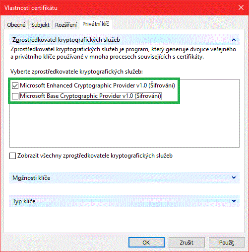 Výběr zprostředkovatele kryptografických služeb