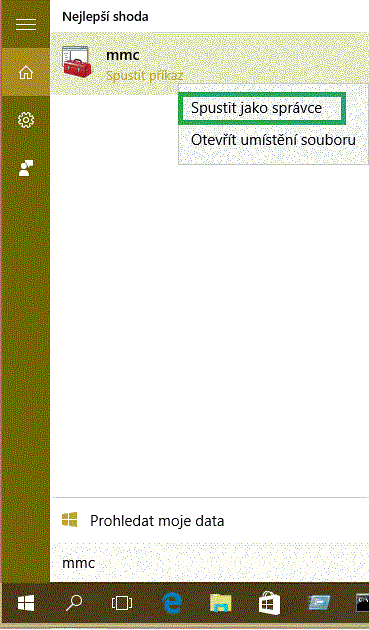 Spuštění nástroje správy MMC