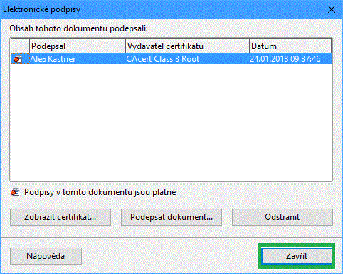 Podpisový dialog - vyplněný